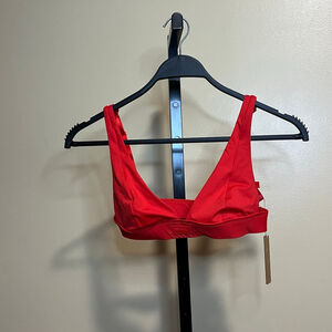 SKIMS Recycled Swim Plunge Bikini Top Ruby Red Size XS NWT